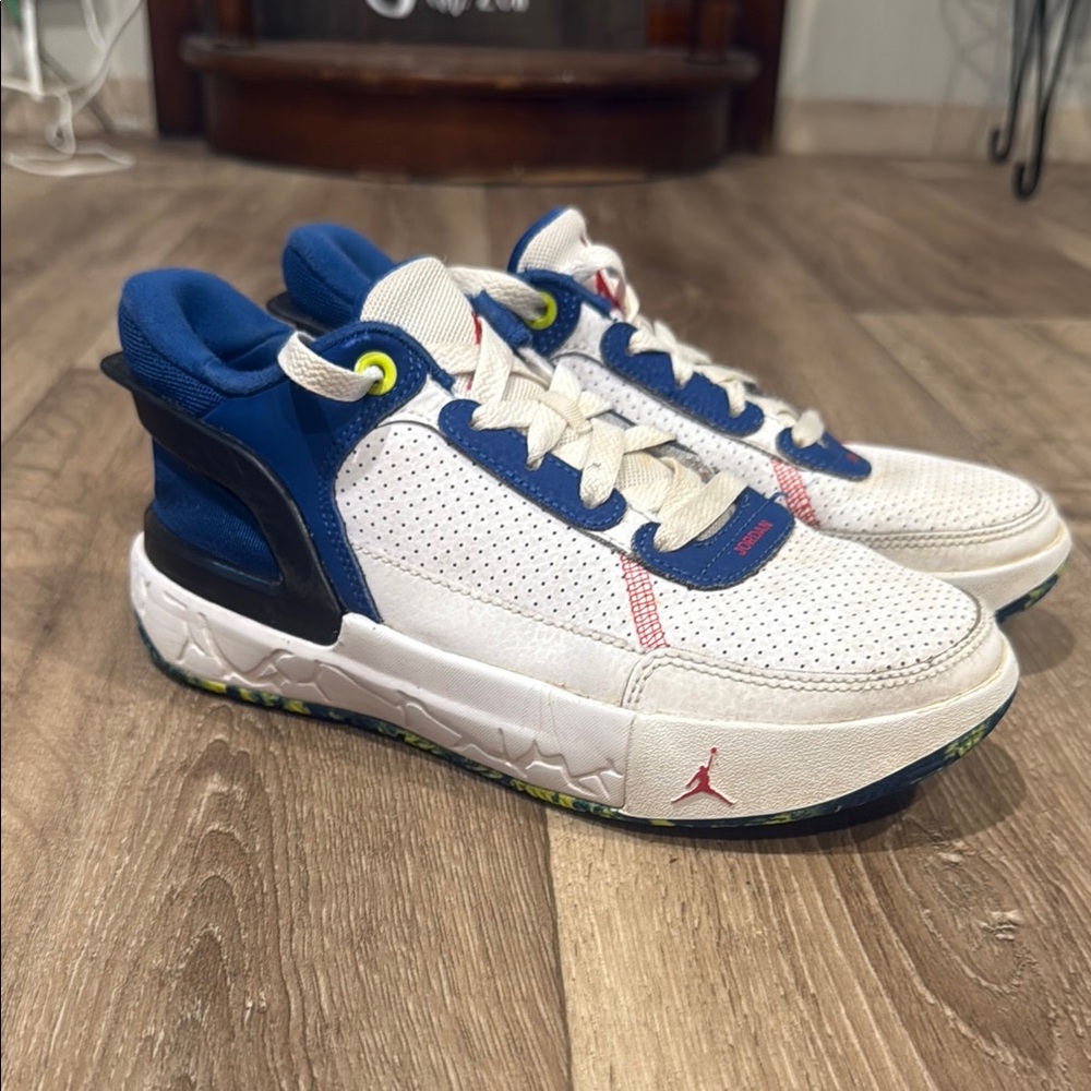 Jordan Kids White and Blue Sneakers